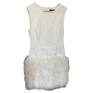 BCBGMaxAzria Aliss Feather Hem Mini Dress,No tags,runs small see photos